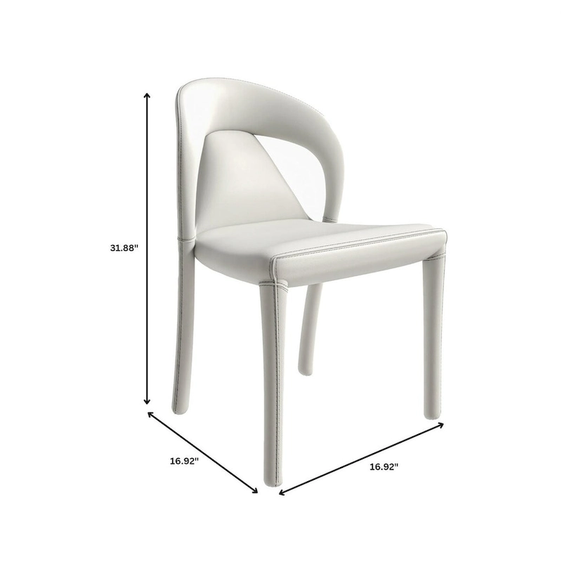 Solace Modern Dining Chair in Upholstered Leather with Steel Frame & Legs by LeisureMod