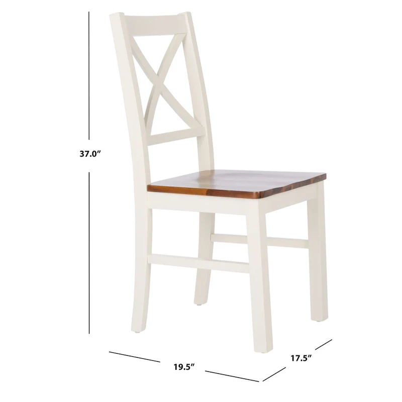 White/Natural Dining Chair - 17.5 W x 19.5 L x 37 H