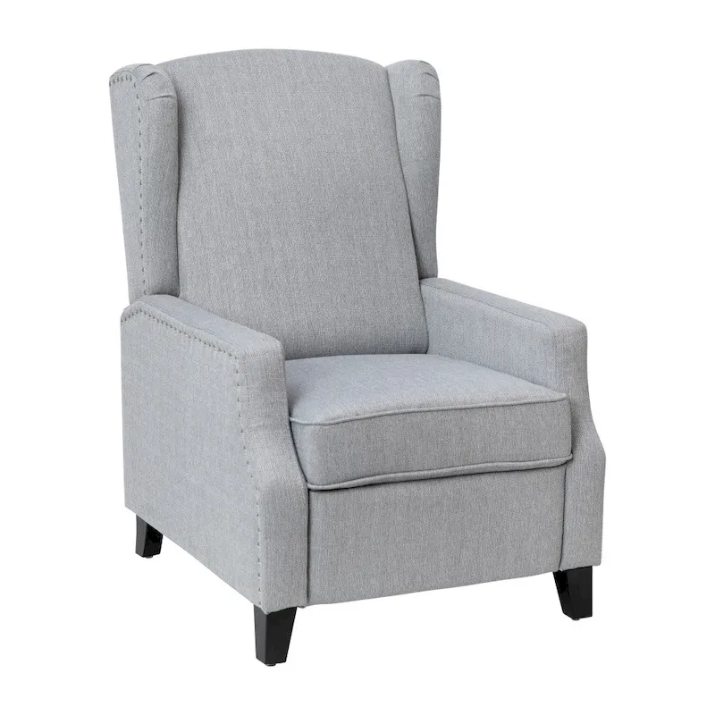 Push Back Wing Back Pocket Spring Recliner with Side Accent Nail Trim