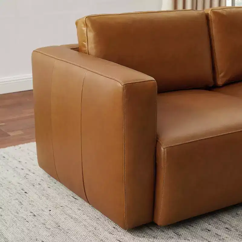 Brown / Chocolate Modular Sectional Sofa, 3-Seater, Leather Upholstered