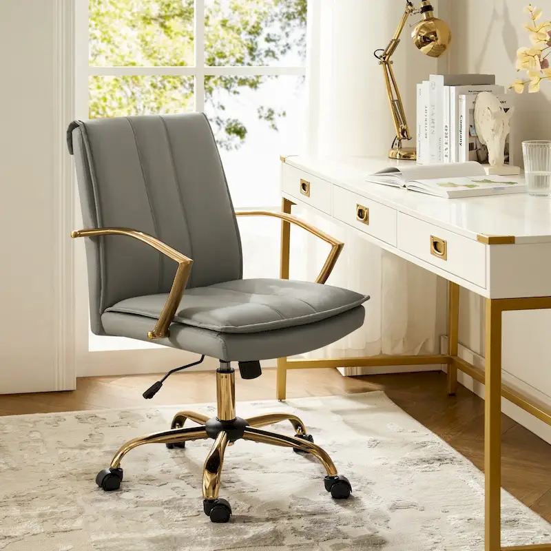 Ignacio Modern Leather Rocking Office Chair with Metal Base by