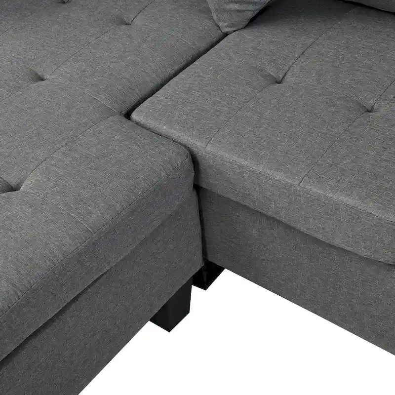 Modern Sectional Sofa Set with Cup Holders and Plush Cushions