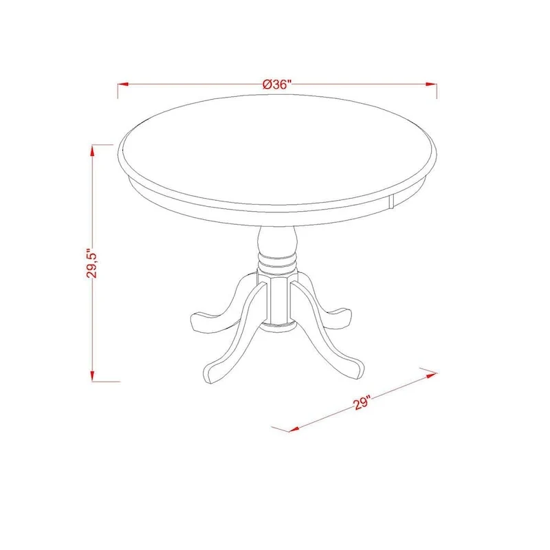 East West Furniture 5 Piece Modern Dining Table Set Includes a Round Kitchen Table and 4 Dining Chairs, Buttermilk & Cherry