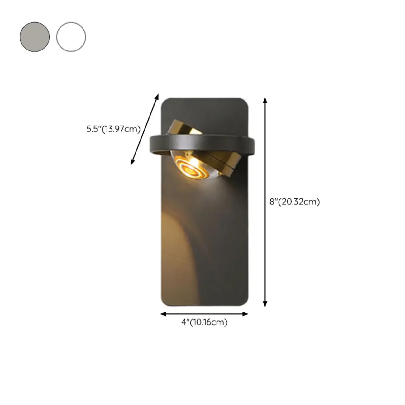 360° Rotatable Transparent Glass Metal Round Reading Wall Lamp