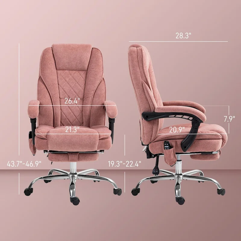 Vinsetto Massage Office Chair with 6 Vibration Points, Heated Reclining Computer Chair, Swivel Desk Chair