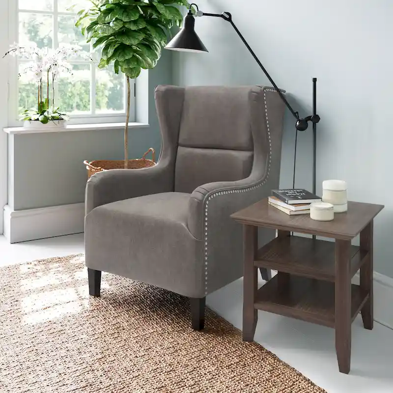 Square End Table with Open Shelves - 19 Inch Wide