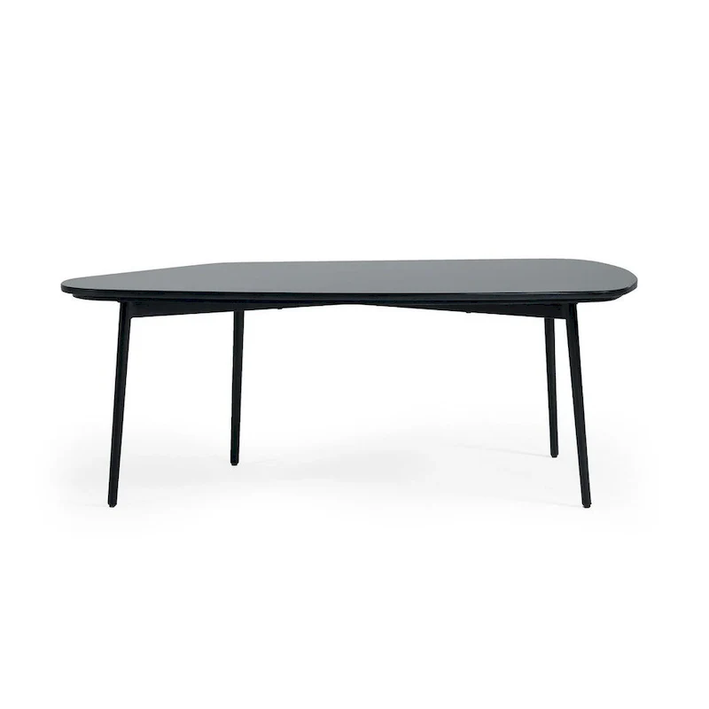 HomeRoots 47 Black And Black Marble Stone Free Form Coffee Table