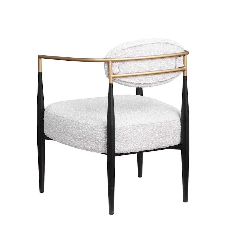 Mid-Century Armchair - Velvet/Faux Leather, Iron Frame, 24W x 30.5H, Single Seat, 330 lbs Capacity