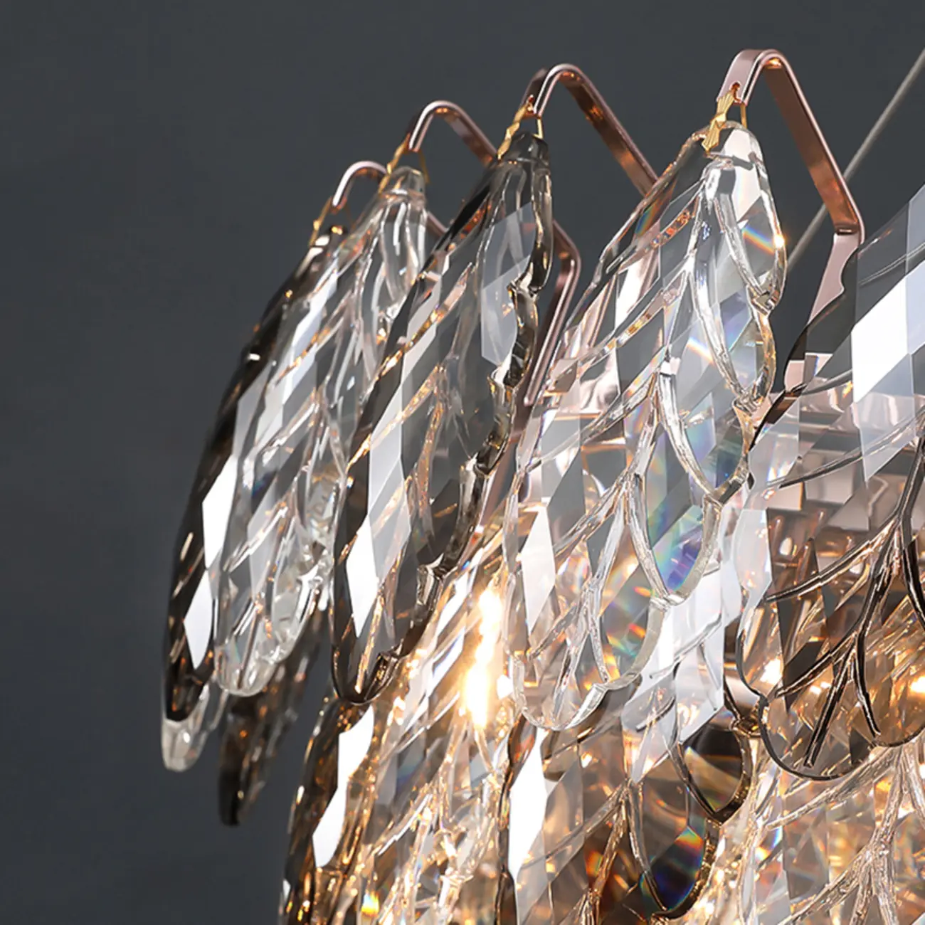 Exquisite Round Multi-light Crystal Leaf Chandelier