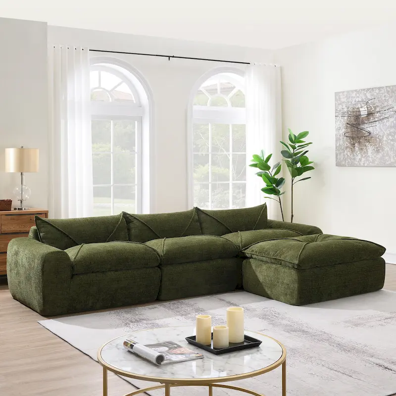 116-In Modern Chenille Sectional Sofa with High Density Foam,No Assembly Required
