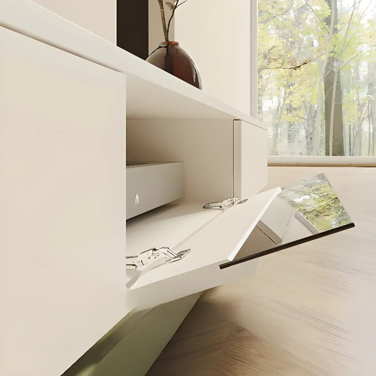 79 Green-White Wood Rectangle Cabinet TV Stand with Drawers