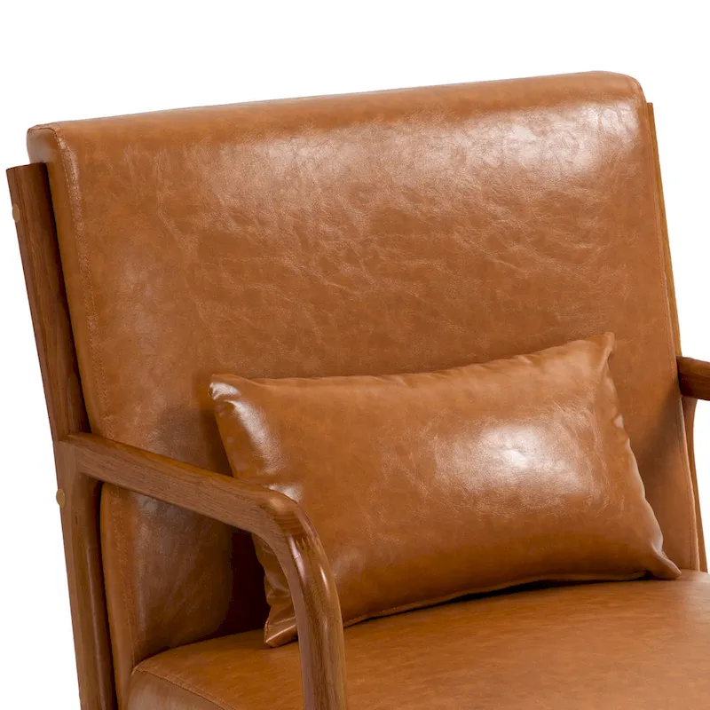 Mid-Century Modern Upholstered Accent Chair with Wood Frame