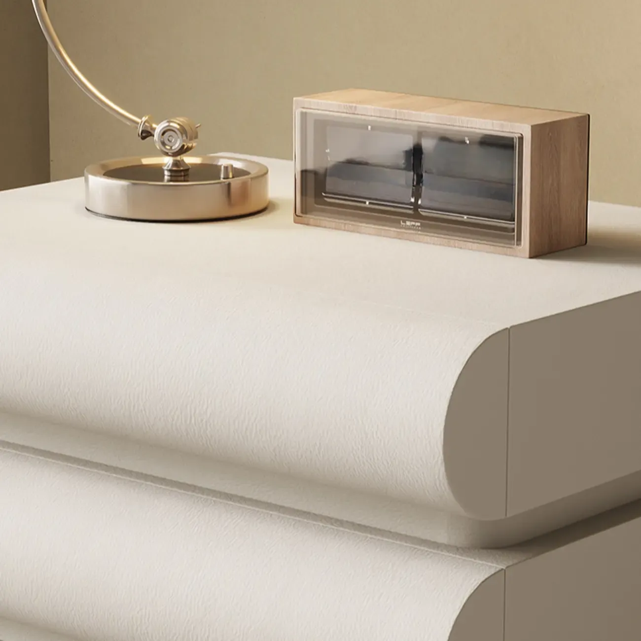 Modern Bedside Table with 3 Drawers in Off-White