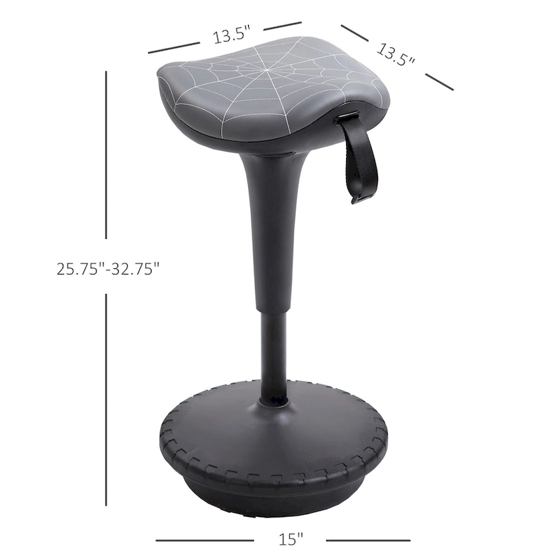 Vinsetto Lift Wobble Stool Standing Desk Chair 360-deg Swivel, Tilting, with Adjustable Height and Saddle Seat, Grey