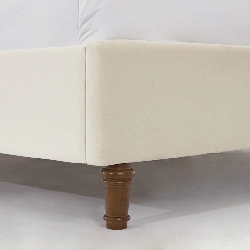 Upholstered Queen Bed with Nailhead Trim Wingback Headboard