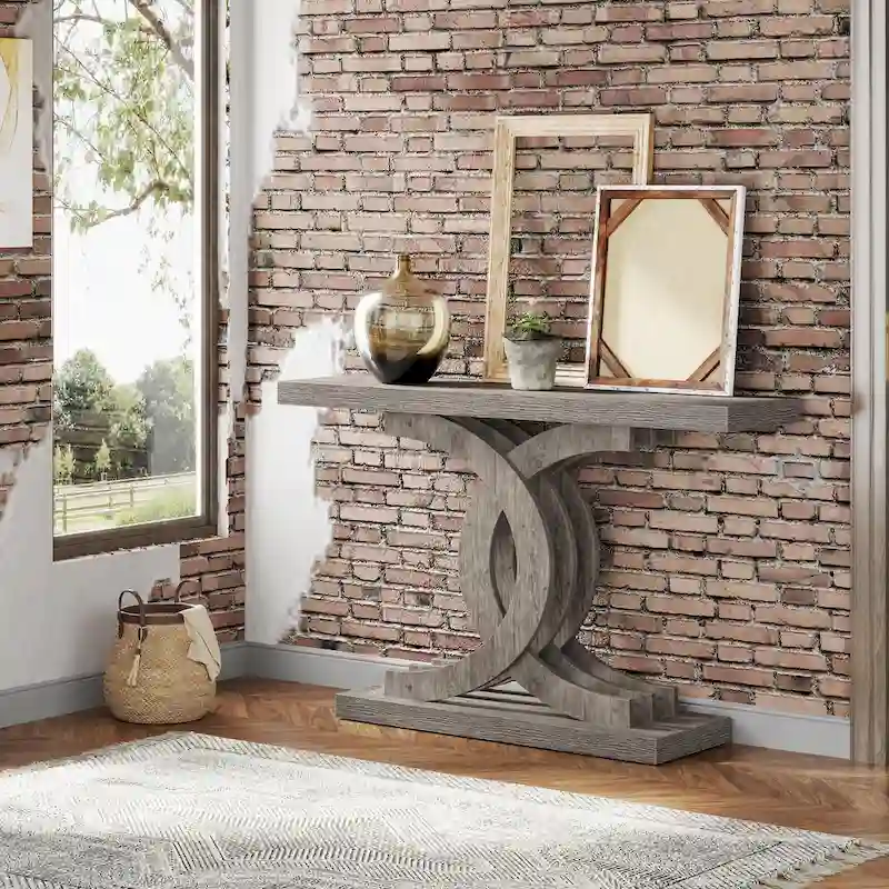 Console Table, Entryway Table with Geometric Legs, Sofa Table - 11.81D x 39.37W x 31.49H