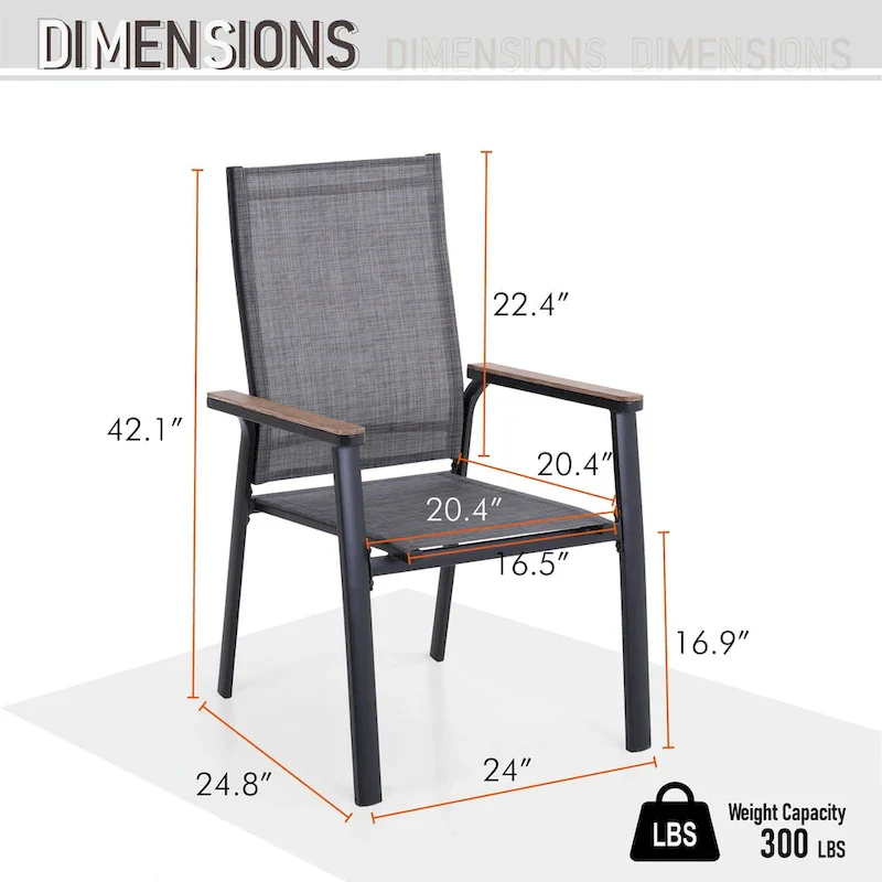 MAISON ARTS 5/6 Pieces Patio Dining Set, 4 x Aluminium Stackable Dining Chairs and 1 x Metal Table