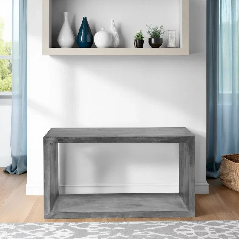 Keli 52 Inch Mango Wood Sideboard Console Table, Open Cube, 1 Shelf