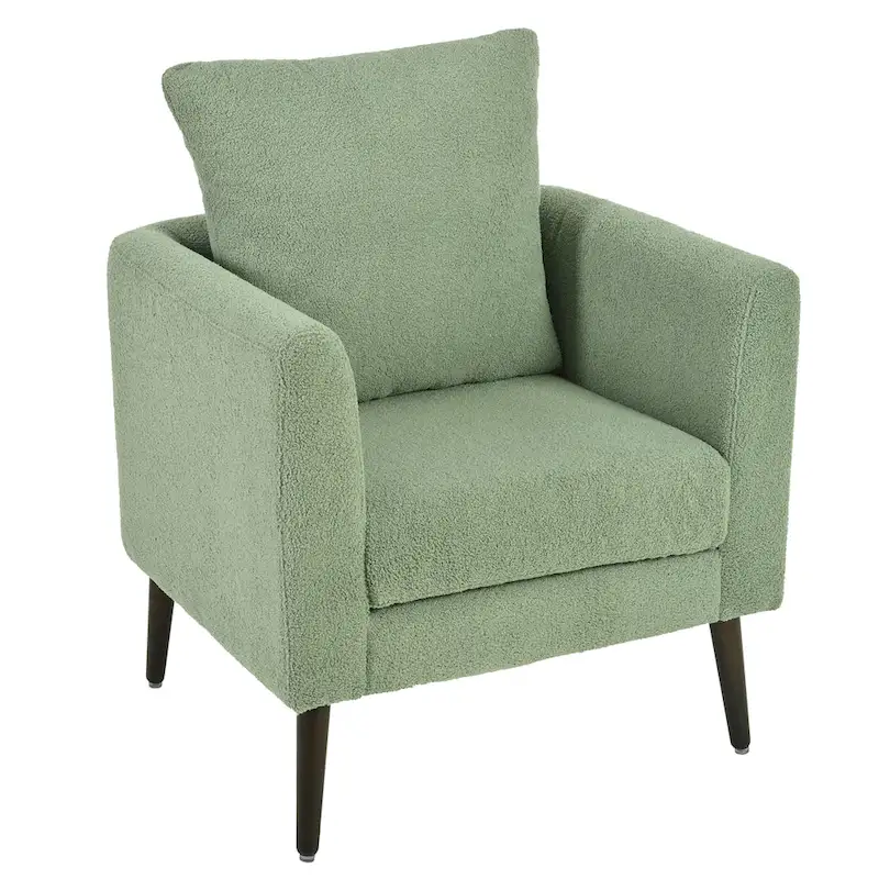 Modern 26.77  Upholstered Arm Chair with Solid Wood Legs and Waist Pillow