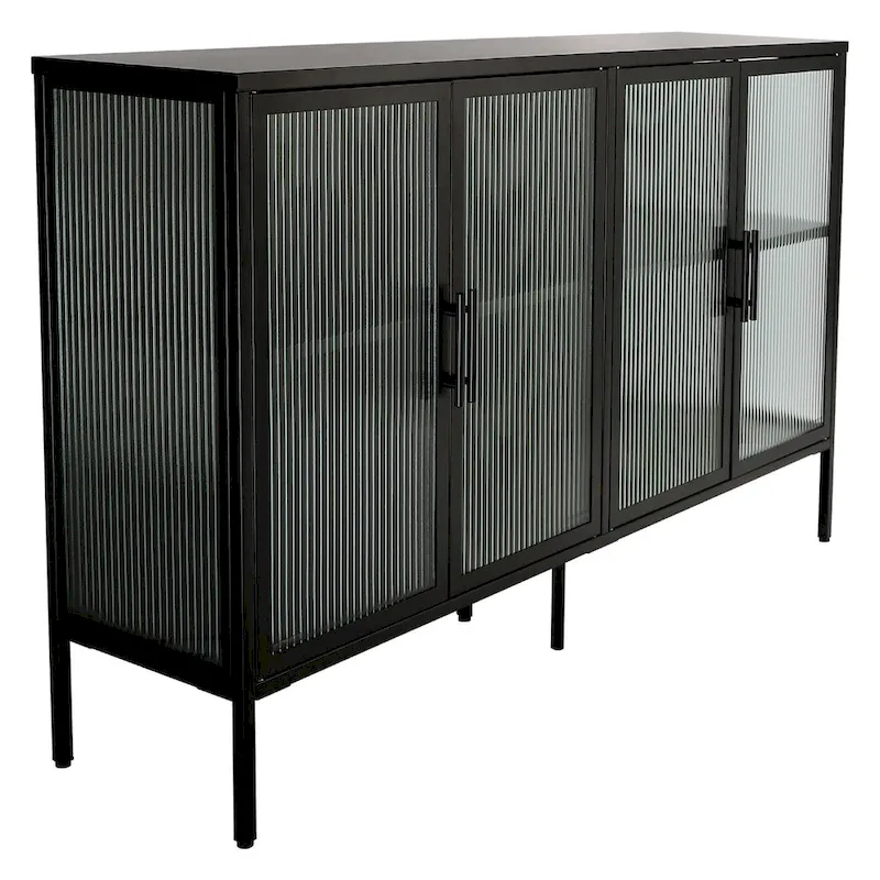 Metal Tempered Glass Cabinet with Adjustable Shelf