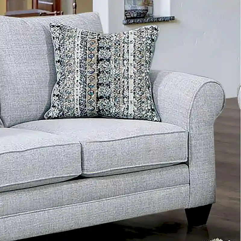Nolinas Transitional Grey Fabric Loveseat with Pillows by Furniture of America