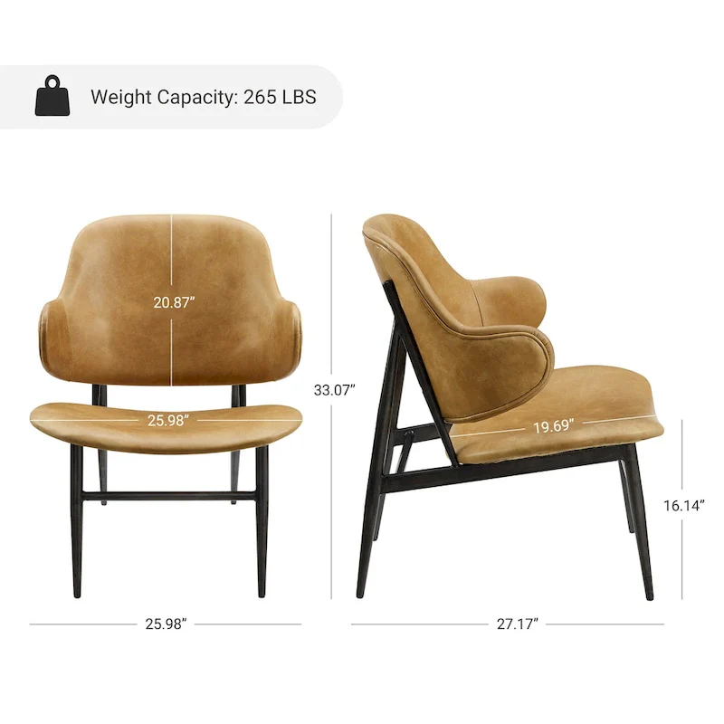 Art Leon Genuine Leather Accent Lounge Chair