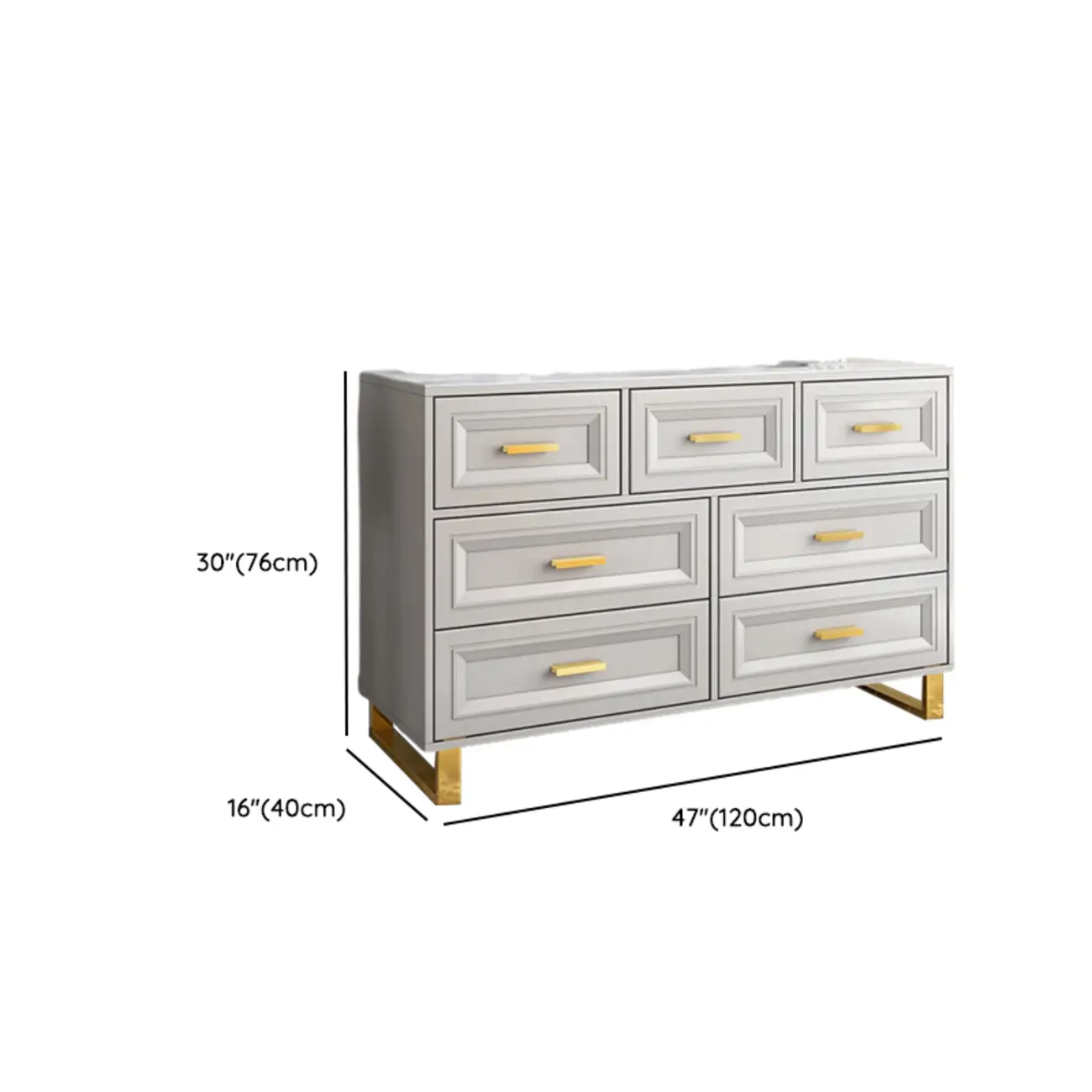Glam Grey Wooden Combo Dresser with 7-Drawers