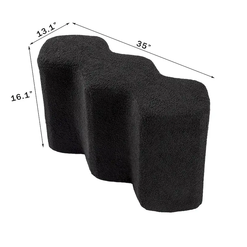 Adeco 35 Long Ottoman Bench Velvet Polygon Foot Stool