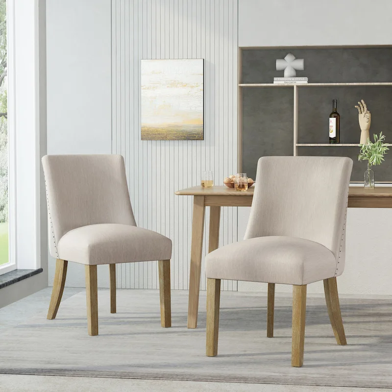 Newport Furnishings Contemporary Fabric Dining Chairs with Nailhead Trim (Set of 2)