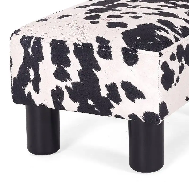 Adeco Faux Leather Ottoman Foot Rest Stool Square Padded Seat Ottoman