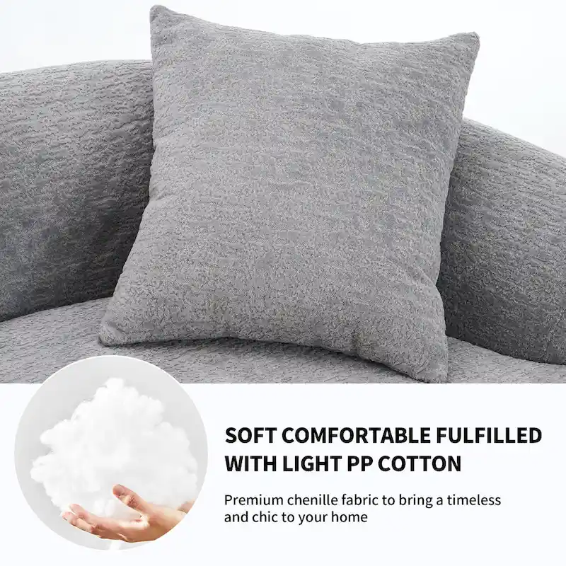 Luxury Chenille Fabric Sofa,4 Seater Modular Curved Sectional Couch