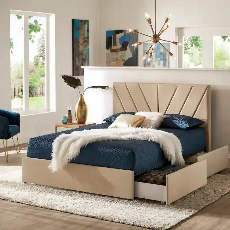 Channel Headboard Storage Platform Bed