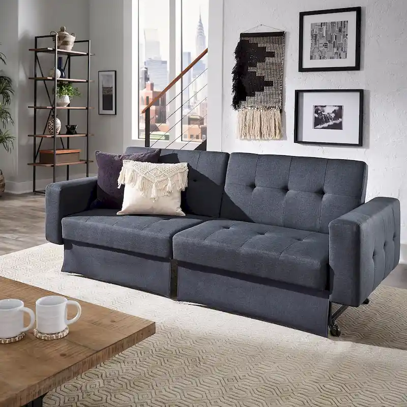 Palatka Full 80 Wide Tufted Fabric Convertible Futon by iNSPIRE Q Classic