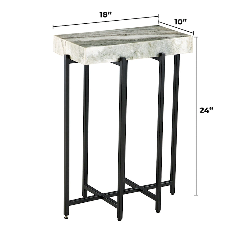 View Point Modern 24 Tall Genuine Marble Top Accent End Table