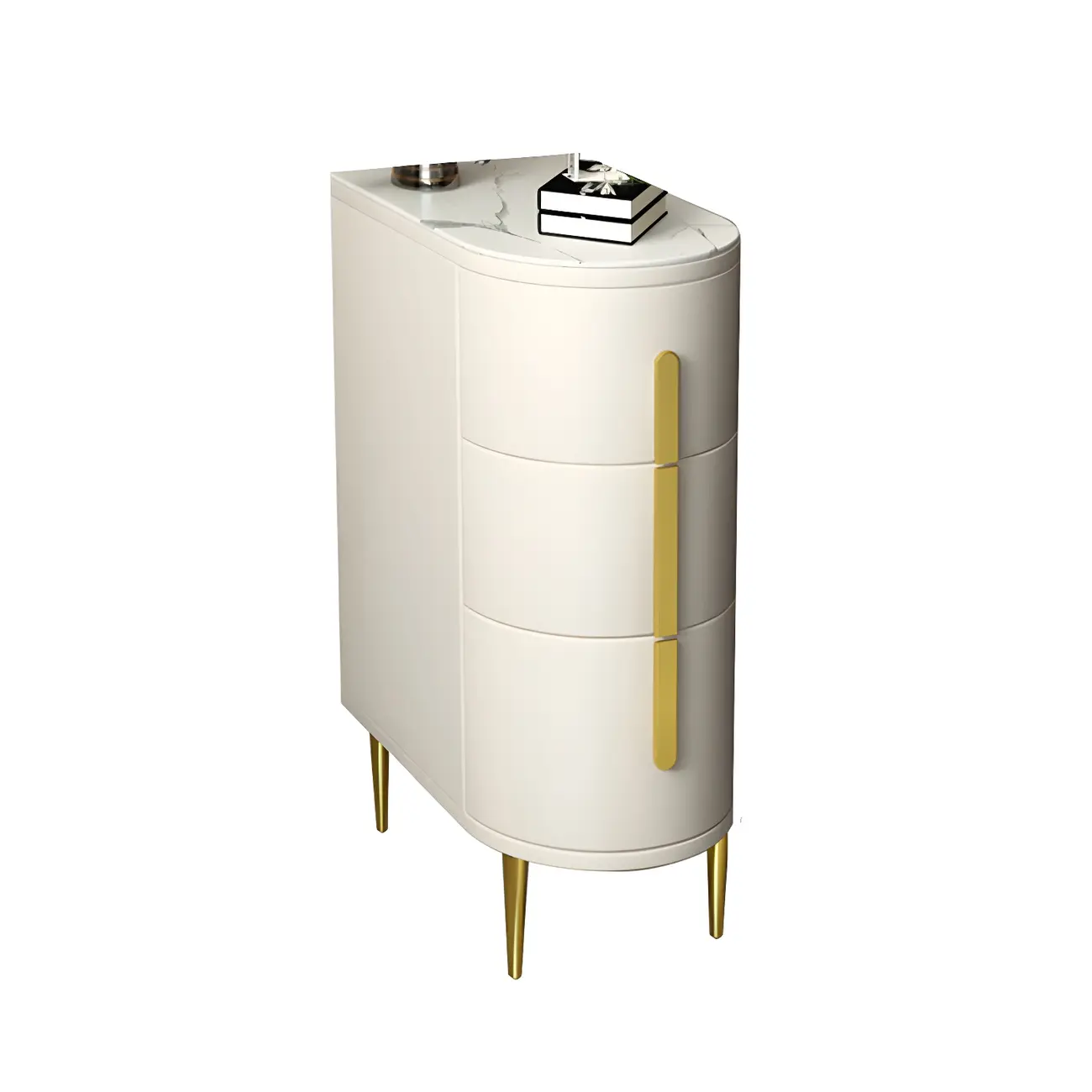 Modern Narrow Bedside Table with 3 Drawers