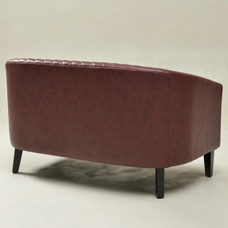 KINWELL 50W Tufted Faux Leather Upholstered Small Loveseat Sofa