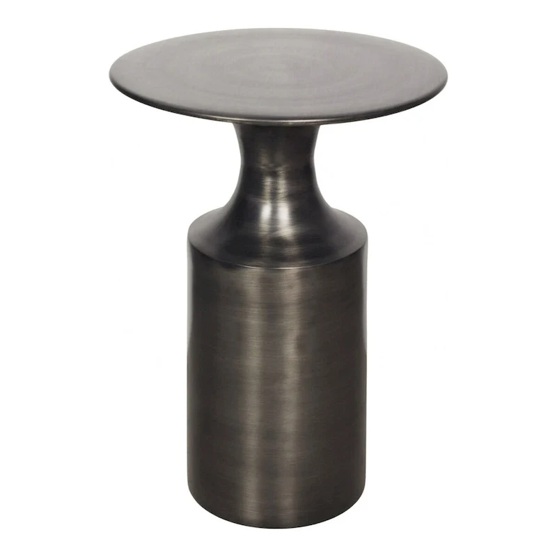 Macari Art Deco Polised Aluminum Accent Table - 14.5W x 14.5D x 21H