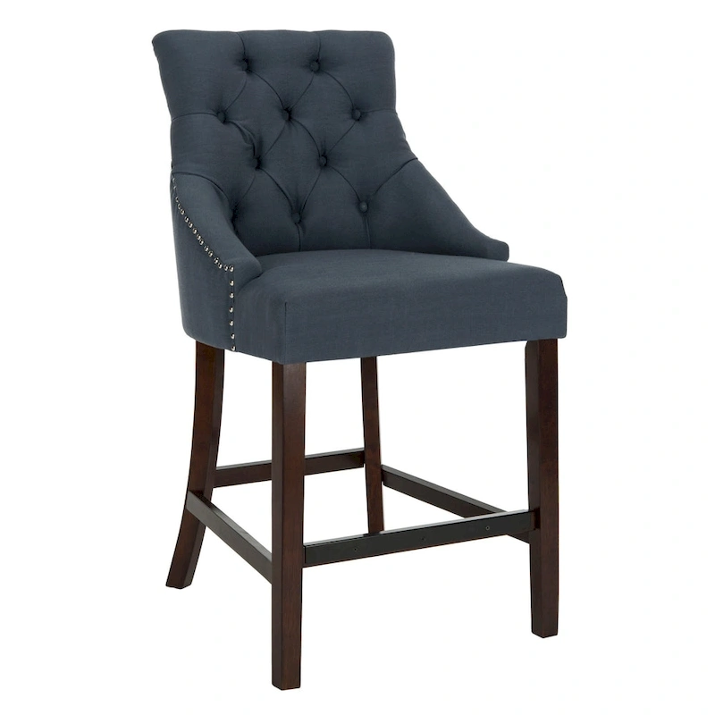 SAFAVIEH Dottie 26-inch Tufted Wing Back Counter Stool - Grey / Espresso (Set of 2) - 22.5  x 25  x 41  - 22.5  x 25  x 41