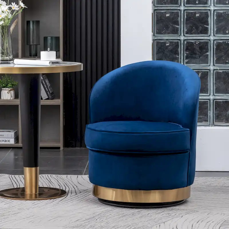 Blue 22 Upholstered Velvet Accent Chair with Swivel Base