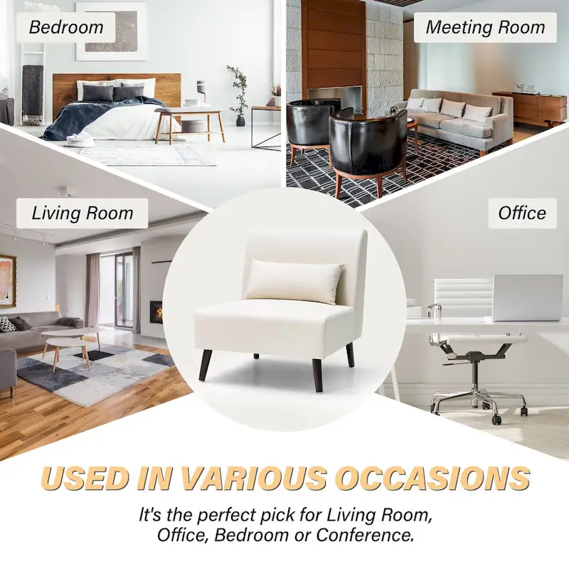 Accent Chair Upholstered Sofa Chair PU Faux Leather Wood Frame with Pillow - 28.74 W x 30.71 D x 31.50 H