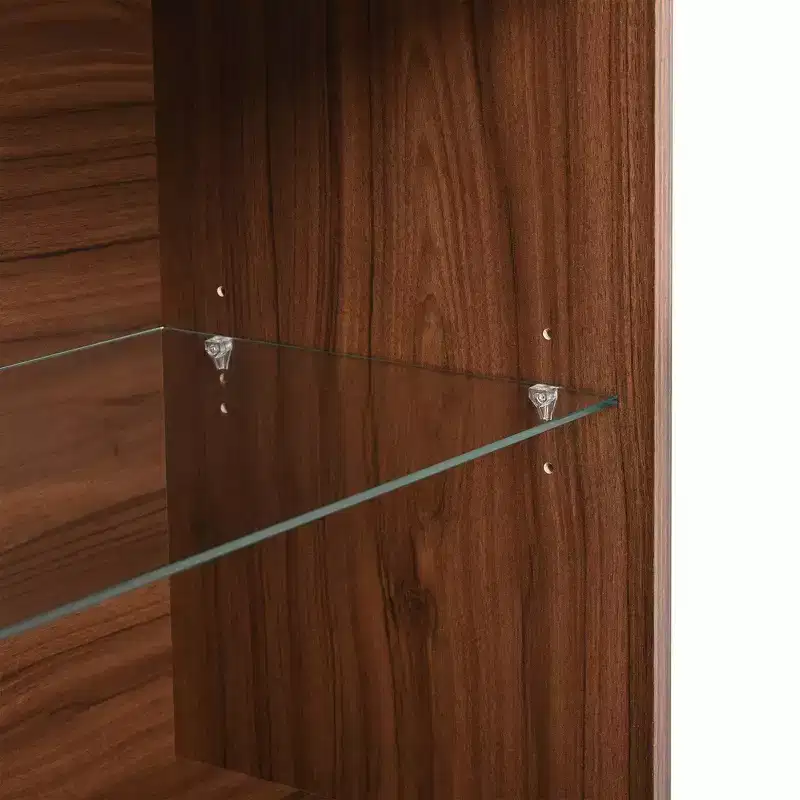Whisen Closet Island with 6 Drawers, Glass Display Top and Open Shelves, Compartments