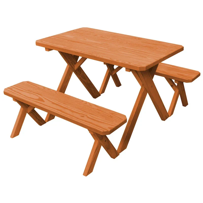 Pine 5' Cross-Leg Picnic Table with 2 Benches