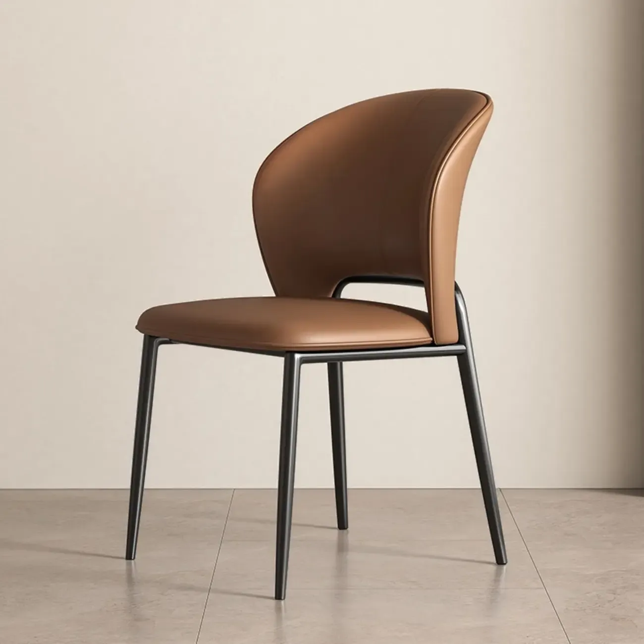 Modern Faux Leather Curved Low Back Dining Chair