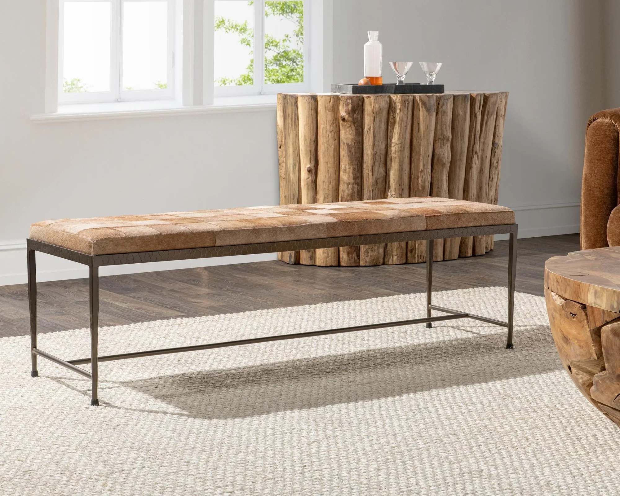 Achen Hide Bench - Blonde