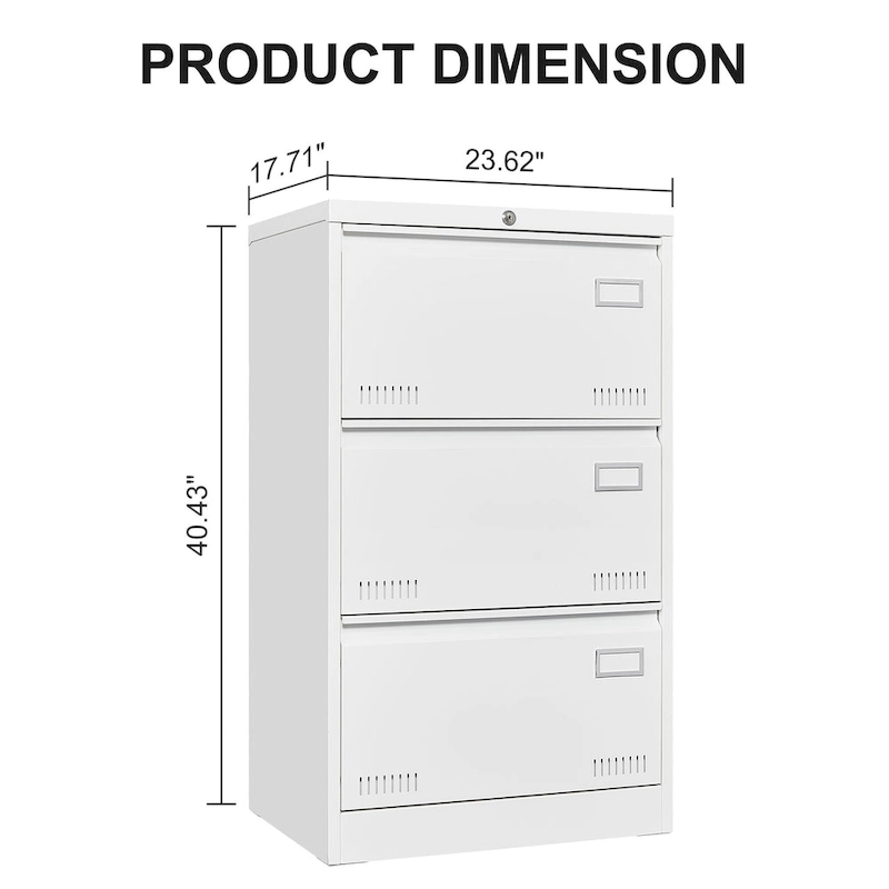 Metal Lateral 3 Drawer File Cabinet with Lock
