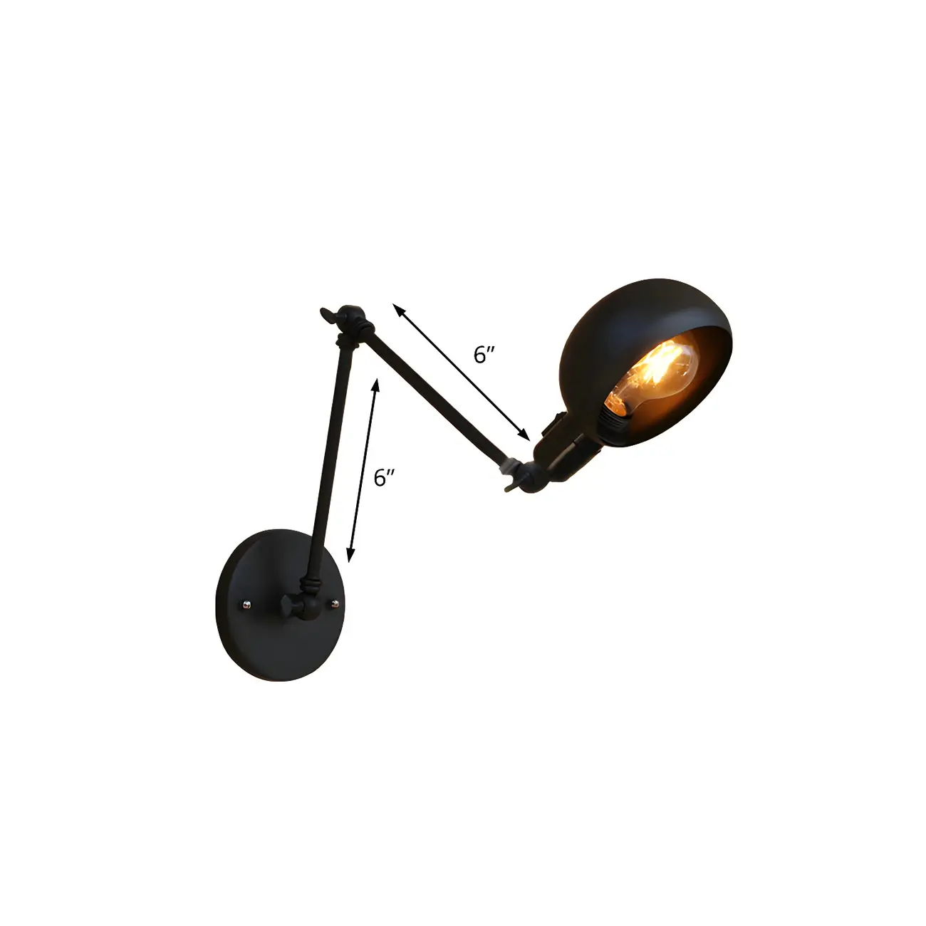 Industrial 1-Light Black Metal Swing Arm Wall Sconce