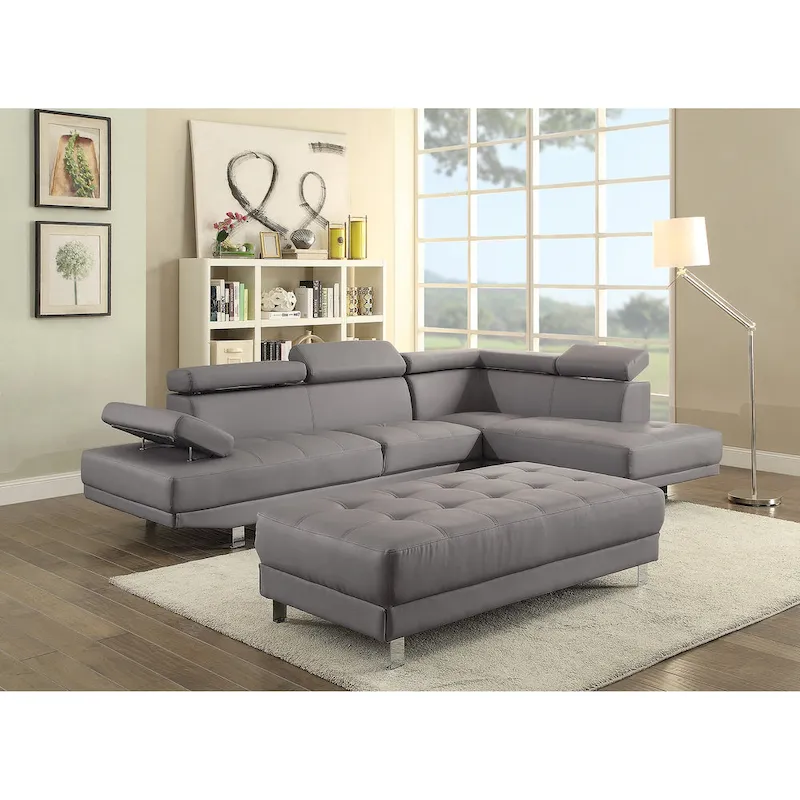 Riveredge 109 in. W 2-piece Faux Leather L Shape Sectional Sofa - 76 L x 109 W x 28 H