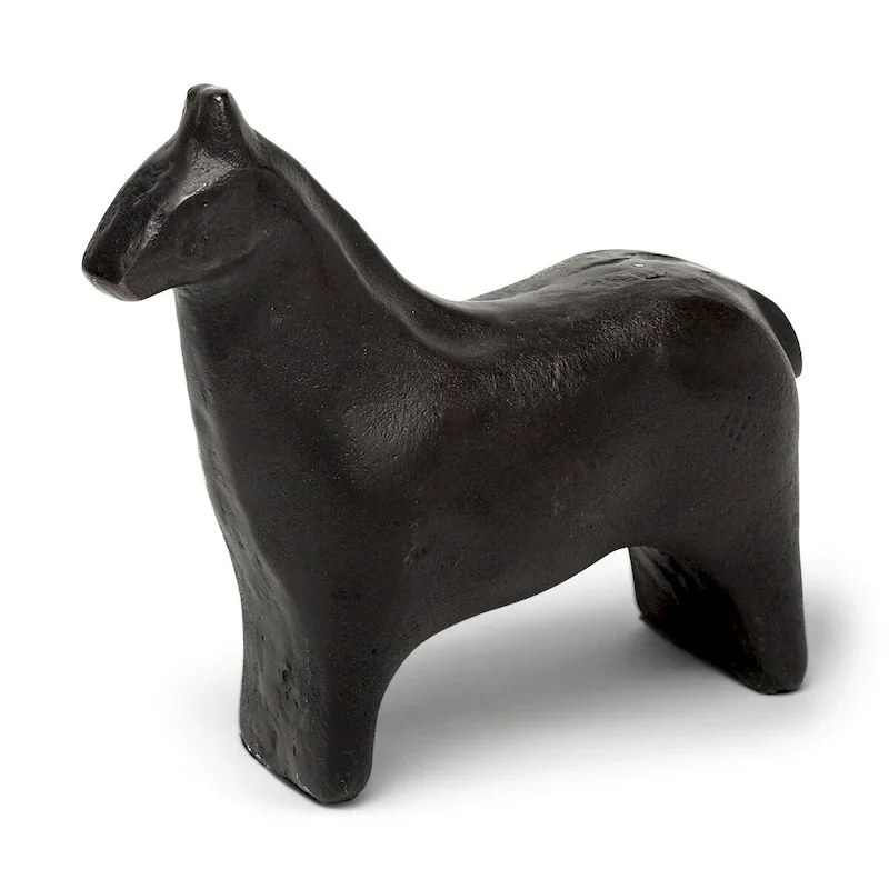 Black Cast Aluminum Horse Shaped Sculpture - 2  W x 7  D x 6  H