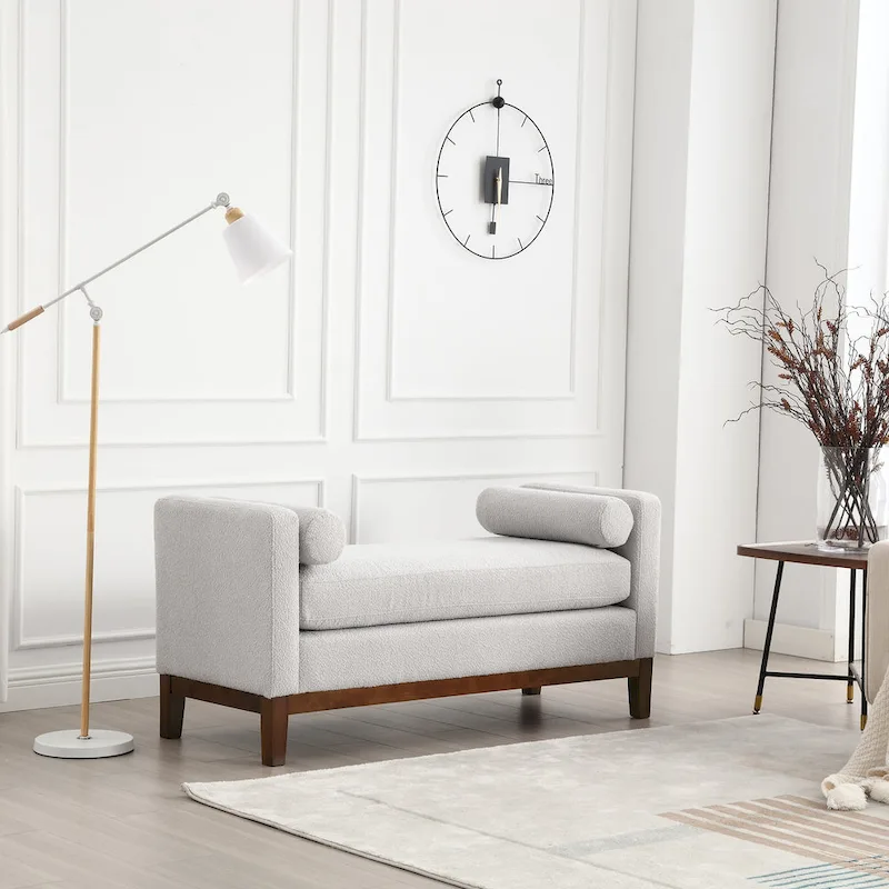 Elegant Upholstered Bench,with Wood Legs