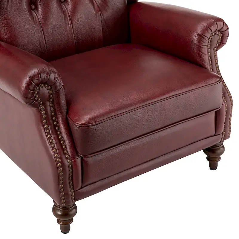 Alex Classic Wingback Leather Armchair with Nailhead Trim Set of 2 by HULALA HOME